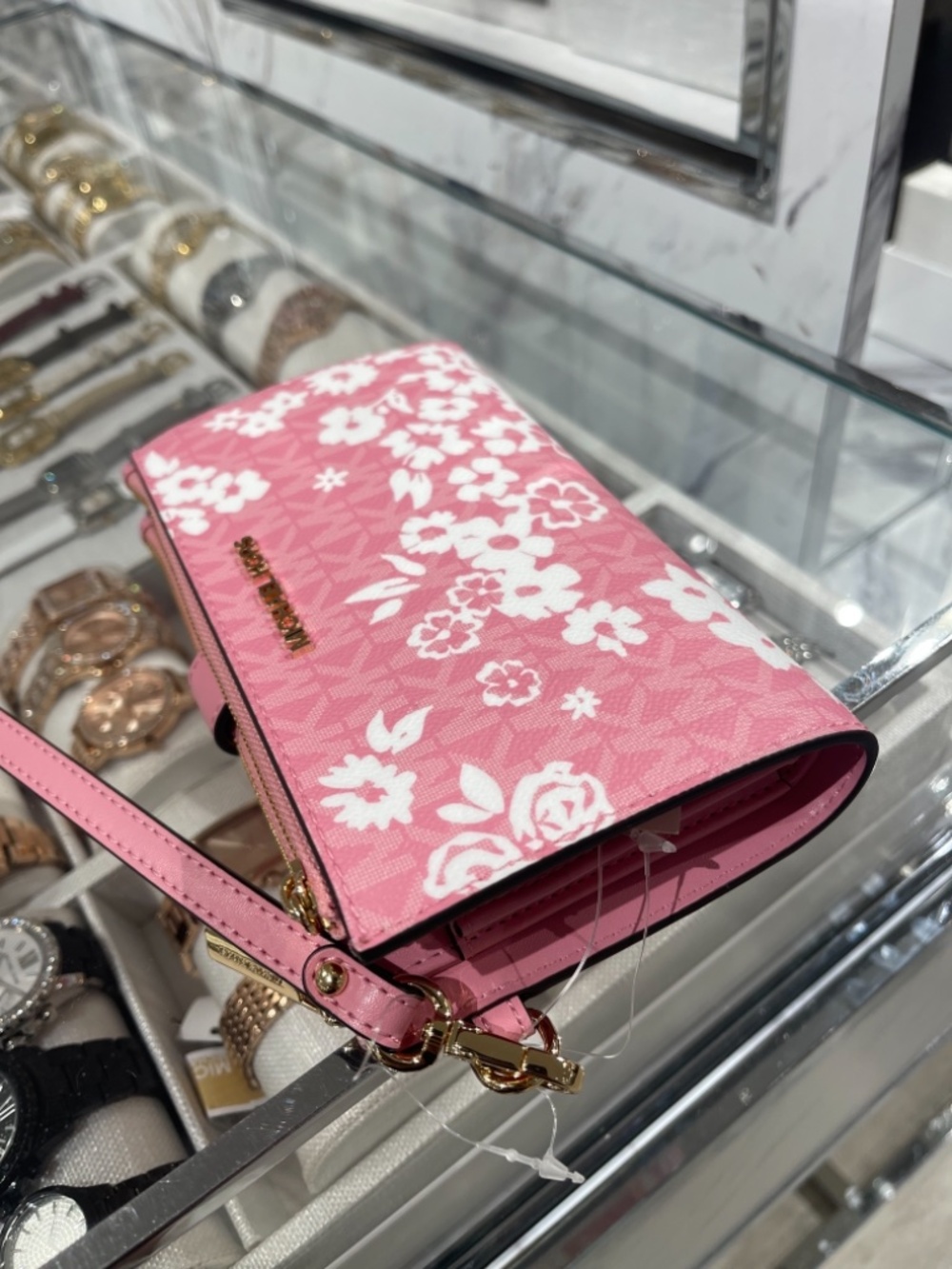 MICHAEL KORS Jet Set Travel Large Double Zip Printed Signature Logo Wristlet Wal - Picture 15 of 16